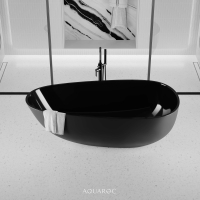 Uovo Solid Surface Stone Resin Matte Black Freestanding Bath 1700