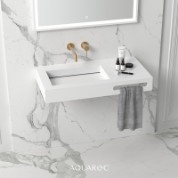 Fiora Solid Surface Stone Resin Wall Hung Basin 900 towel hole