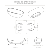 Florence Solid Surface Stone Resin Freestanding Bath 1600