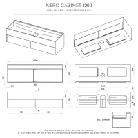 Nero Bathroom Double Vanity Unit Matte Black 1200