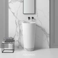 Ceressa Solid Surface Stone resin & Carrara Marble Base Freestanding Basin 450