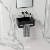 Flow Solid Surface Stone Resin Wall Hung Basin Matte Black 500