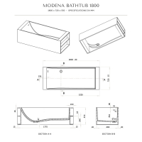Modena Solid Surface Stone Resin Freestanding Bath 1800