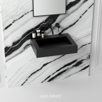 Fiora Solid Surface Stone Resin Matte Black Wall Hung Basin 600