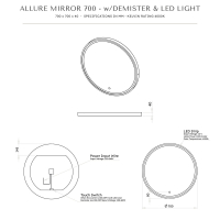 Allure Solid Surface Stone Resin Backlit & Demister Mirror 700