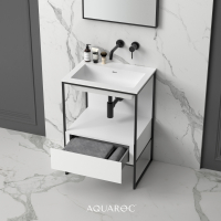 Niche Matte Black Frame Freestanding Bathroom Vanity Unit 600