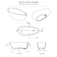 Dove Solid Surface Stone Resin Freestanding Bath 1600