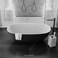 Florence Solid Surface Stone Resin Black & White Freestanding Bath 1650