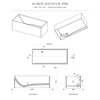 Kudos Solid Surface Stone Resin Freestanding Bath 1700