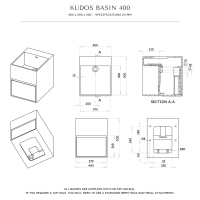 Kudos Solid Surface Stone Resin Wall Hung Vanity Unit 400