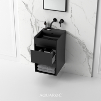 Monza Solid Surface Stone Resin Wall Hung Vanity Unit Matte Black 400