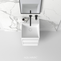 Monza Solid Surface Stone Resin Wall Hung Double Drawer Vanity Unit 400