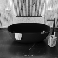 Florence Solid Surface Stone Resin Matte Black Freestanding Bath 1650