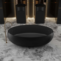 Camellia Solid Surface Stone Resin Matte Black Freestanding Bath 1700