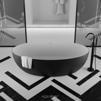 Enzo Solid Surface Stone Resin Black & White Freestanding Bath 1650