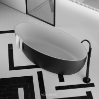 Enzo Solid Surface Stone Resin Black & White Freestanding Bath 1650