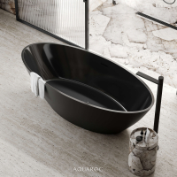 Zenith Solid Surface Stone Resin Matte Black Freestanding Bath 1750