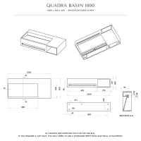 Quadra Solid Surface Stone Resin Wall Hung Basin 1000