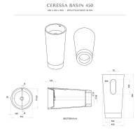Ceressa Solid Surface Stone resin & Carrara Marble Base Freestanding Basin 450