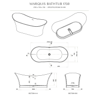 Marquis Solid Surface Stone Resin Freestanding Bath 1750
