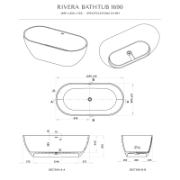 Rivera Solid Surface Stone Resin Freestanding Bath 1690