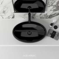 Camellia Solid Surface Stone Resin Matte Black Counter Top Basin 600