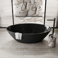 Zenith Solid Surface Stone Resin Matte Black Freestanding Bath 1750