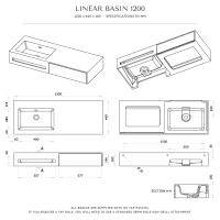 Linear Solid Surface Stone Resin Wall Hung Basin 1200