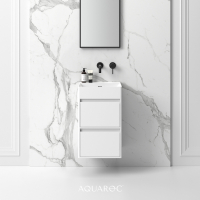 Monza Solid Surface Stone Resin Wall Hung Double Drawer Vanity Unit 400