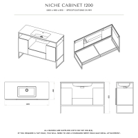 Niche Matte Black Frame Freestanding Bathroom Vanity Unit 1200
