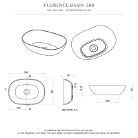 Florence Solid Surface Stone Resin Matte Black Counter Top Basin 500