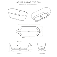 Aquarius Solid Surface Stone Resin Freestanding Bath 1700