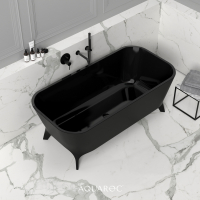 Paris Solid Surface Stone Resin Matte Black Freestanding Bath 1600