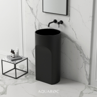 Apollo Solid Surface Stone Resin Freestanding Basin Matte Black 450