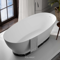 Empressa Solid Surface Stone Resin & Nero Marquina Marble Base Freestanding Bath 1700
