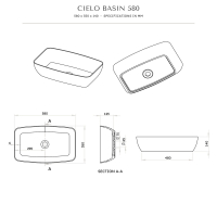 Cielo Solid Surface Stone Resin Counter Top Basin 580