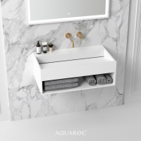 Quadra Solid Surface Stone Resin Wall Hung Basin 800