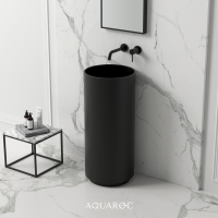 Circolo Solid Surface Stone Resin Freestanding Basin Matte Black 400