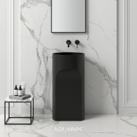 Apollo Solid Surface Stone Resin Freestanding Basin Matte Black 450