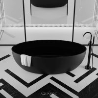 Enzo Solid Surface Stone Resin Matte Black Freestanding Bath 1650