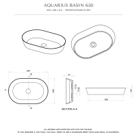 Aquarius Solid Surface Stone Resin Counter Top Basin 650