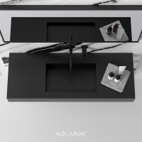 Fiora Solid Surface Stone Resin Wall Hung Matte Black Basin 1200