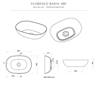 Florence Solid Surface Stone Resin Counter Top Basin 500