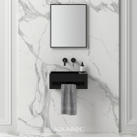 Flow Solid Surface Stone Resin Wall Hung Basin Matte Black 500