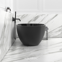 Uovo Solid Surface Stone Resin Matte Black Freestanding Bath 1700