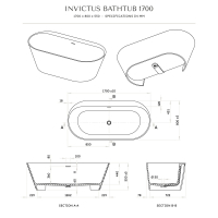 Invictus Stone Resin Back To Wall Freestanding Bath 1700