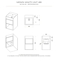 Monza Solid Surface Stone Resin Wall Hung Vanity Unit 400
