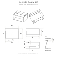 Quadra Solid Surface Stone Resin Wall Hung Basin 600