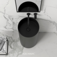Circolo Solid Surface Stone Resin Freestanding Basin Matte Black 400