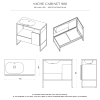 Niche Matte Black Frame Freestanding Bathroom Vanity Unit 900